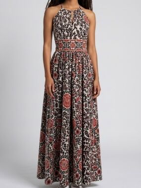 London Style Black and Red Floral Maxi Dress 4